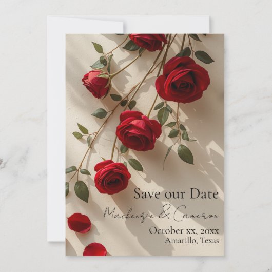 Rode Rozen Romantisch Bewaar onze Datum voor de Tr Kaart (Voorkant)