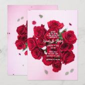 Rode Rozen Romantisch Bloemenboeket Bruiloft Kaart (Voorkant / Achterkant)