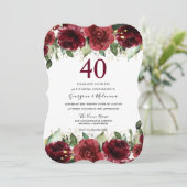 Rode Rozen Romantisch Bloemstuk 40ste Verjaardag Kaart (Staand voorkant)