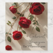 Rode Rozen Romantische Aangepaste Naam Wijn Etiket (Enkel label)