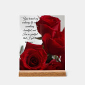 Rode Rozen Romantische Quote Acryl Bord (Voorkant)
