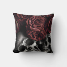 Rode rozen rond schedels Gothic