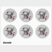 Rode rozen ronde sticker (Vel)