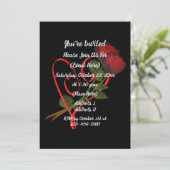 Rode Rozen Rood Hart Zwart Elegant Kaart (Staand voorkant)