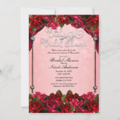 Rode Rozen & Roze Glam Bloemrijke Bruidsdouche Kaart (Voorkant)