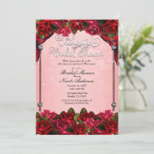 Rode Rozen & Roze Glam Bloemrijke Bruidsdouche Kaart (Staand voorkant)