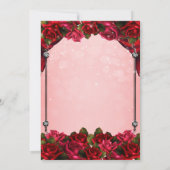 Rode Rozen & Roze Glam Bruiloft Kaart (Achterkant)