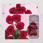 Rode Rozen Roze Romantisch Bloemstuk Bruiloft Kaart (Voorkant / Achterkant)