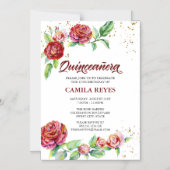  Rode Rozen Roze Rosebuds Bloemen Quinceanera Magnetische Uitnodiging (Voorkant)