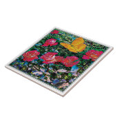 Rode rozen rozen keramische Tegel Tegeltje (Zijkant)