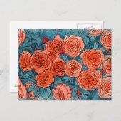 Rode rozen, Rozen tuin, levensketkerinkpastels Briefkaart (Voorkant / Achterkant)