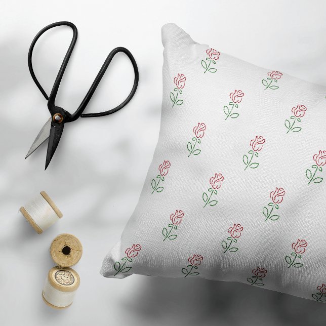Rode Rozen, Rozenpatroon, Bloemen Accent Kussen (Creator heeft geüpload)