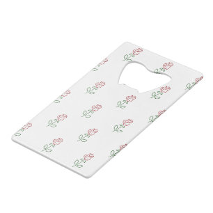 Rode Rozen, Rozenpatroon, Bloemen Creditkaart Flessenopener