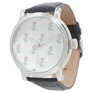 Rode Rozen, Rozenpatroon, Bloemen Horloge