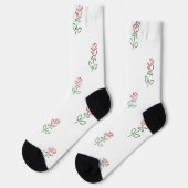 Rode Rozen, Rozenpatroon, Bloemen Sokken (Links)
