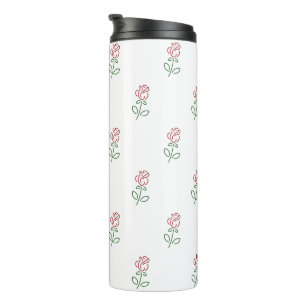 Rode Rozen, Rozenpatroon, Bloemen Thermosbeker