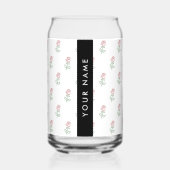 Rode Rozen, Rozenpatroon, Uw Naam Blikvorm Glas (Voorkant)