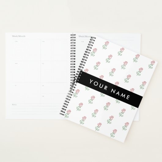 Rode Rozen, Rozenpatroon, Uw Naam Planner (Display)