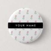 Rode Rozen, Rozenpatroon, Uw Naam Ronde Button 5,7 Cm (Voorkant)