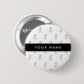 Rode Rozen, Rozenpatroon, Uw Naam Ronde Button 5,7 Cm (Voorkant /achterkant)