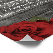 Rode Rozen Rustic Zwarte Kant Trouwfotostation Poster (Hoek)