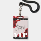 Rode Rozen Rustieke Chic Sweet 16 VIP Pas Badge (Achterkant met lanyard)
