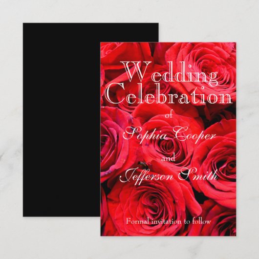 Rode rozen save the date (Voorkant / Achterkant)