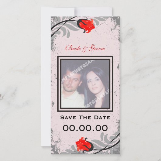 Rode Rozen Save The Date Fotokaart (Voorkant)