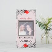 Rode Rozen Save The Date Fotokaart (Staand voorkant)