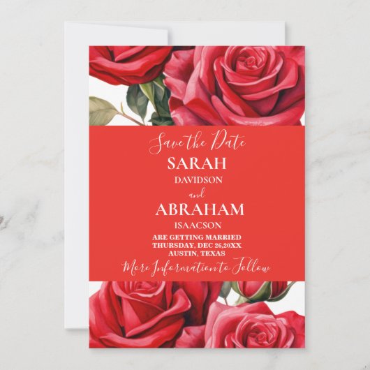 Rode Rozen Save the Date Kaart (Voorkant)