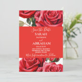 Rode Rozen Save the Date Kaart (Staand voorkant)