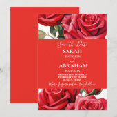 Rode Rozen Save the Date Kaart (Voorkant / Achterkant)