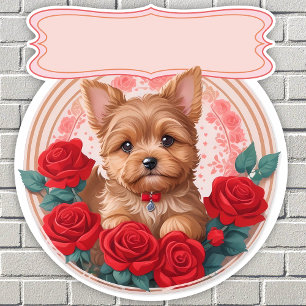 Rode rozen & schattig Yorkshire custom Sticker