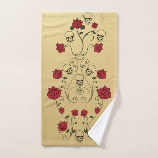 Rode Rozen & Schedels Badkamer Handdoek Set (Handdoek)
