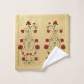 Rode Rozen & Schedels Badkamer Handdoek Set (Wasdoekje)