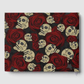 Rode Rozen & Schedels Grijs Zwart Bloemmotief Goti Gastenboek (Achterkant)