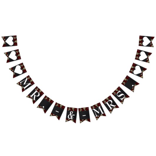 Rode Rozen Schedels Zwart Bloemen Gotisch Mr. & Mr Vlaggetjes (Alle)