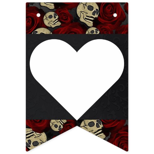 Rode Rozen Schedels Zwarte Bloem Gothic Meneer & M Vlaggetjes (Tweede vlag)