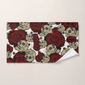 Rode Rozen & Schedels Zwarte Bloem Gothic Wit Bad Handdoek (Handdoek)