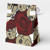 Rode Rozen & Schedels Zwarte Bloem Gothic Wit Bedankdoosjes (Achterkant)