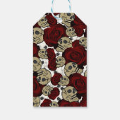 Rode Rozen & Schedels Zwarte Bloem Gothic Wit Cadeaulabel (Achterkant)