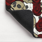 Rode Rozen & Schedels Zwarte Bloem Gothic Wit Muismat (Hoek)