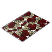 Rode Rozen & Schedels Zwarte Bloem Gothic Wit Notitieboek (Linkerzijde)