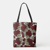 Rode Rozen & Schedels Zwarte Bloem Gothic Wit Tote Bag (Achterkant)