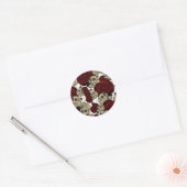 Rode Rozen & Schedels Zwarte Bloem Gotisch Wit Ronde Sticker (Envelop)