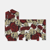 Rode Rozen & Schedels Zwarte Bloem Gotische Witte Bedankdoosjes (Uitgevouwen)