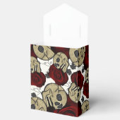 Rode Rozen & Schedels Zwarte Bloem Gotische Witte Bedankdoosjes (Geopend)