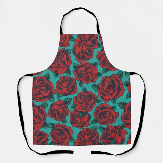 Rode rozen schort (Voorkant)