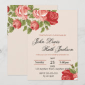 Rode Rozen Script Huwelijksuitnodiging | Elegante  Kaart (Voorkant / Achterkant)