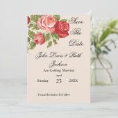 Rode Rozen Script Save The Date | Elegante Bloemen (Staand voorkant)